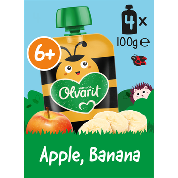 Olvarit lvarit Knijpfruit Appel Banaan 6+ Maanden 4 x 100 g bij Jumbo