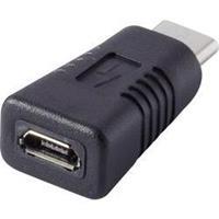renkforce USB 2.0 Adapter [1x USB-C stekker - 1x USB 2.0 bus micro-B] Zwart Vergulde steekcontacten