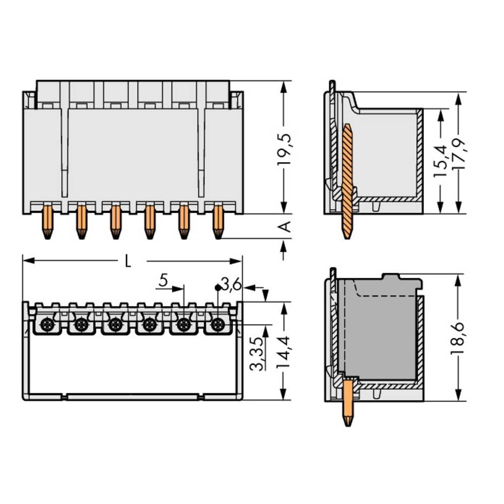 WAGO 2092-1403 Male behuizing-board 2092 Totaal aantal polen 3 Rastermaat: 5 mm 200 stuk(s)