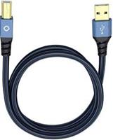 Oehlbach USB Plus B USB 2.0 [1x USB-A 2.0 stekker - 1x USB-B 2.0 stekker] 3.00 m Blauw Vergulde steekcontacten