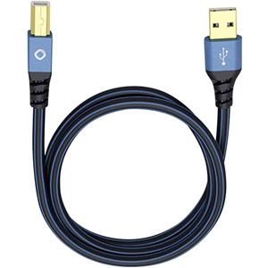 Oehlbach USB Plus B USB 2.0 [1x USB-A 2.0 stekker - 1x USB-B 2.0 stekker] 0.50 m Blauw Vergulde steekcontacten