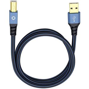 oehlbach USB 2.0 Anschlusskabel [1x USB 2.0 Stecker A - 1x USB 2.0 Stecker B] 5.00m Blau vergoldete