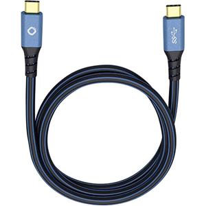 Oehlbach USB Plus CC USB 3.2 Gen 1 (USB 3.0) [1x USB-C stekker - 1x USB-C stekker] 3.00 m Blauw Vergulde steekcontacten