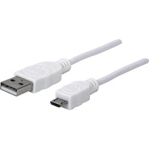 manhattan USB 2.0 Anschlusskabel [1x USB 2.0 Stecker A - 1x USB 2.0 Stecker Micro-B] 1.00m Weiß UL-