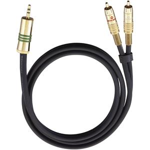 Oehlbach NF 1 / Jack Cinch / Jackplug Audio Aansluitkabel [2x Cinch-stekker - 1x Jackplug male 3,5 mm] 1.00 m Zwart Vergulde steekcontacten