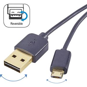 renkforce USB 2.0 Typ A / Micro-B Anschlusskabel 1m mit beidseitigem Wende-Stecker