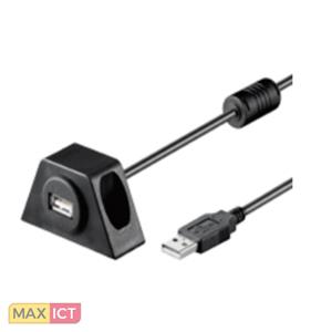 Goobay USB2.0 AA 200 CLIP II, 2m. Lengte snoer: 2 m, Aansluiting 1: USB A, Aansluiting 2: USB A, Geslacht connector: Mannelijk/Vrouwelijk, Kleur van het product: Zwart