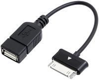 renkforce USB 2.0 Anschlusskabel [1x Samsung Stecker - 1x USB 2.0 Buchse A] 10.00cm Schwarz mit OTG-