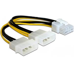 DeLOCK PCIe 8-pins (m) - 2x Molex 4-pins (m) voedingsadapter - 0,15 meter