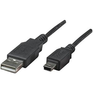 Manhattan USB-kabel USB 2.0 USB-A stekker, USB-mini-B stekker 1.80 m Zwart Vergulde steekcontacten, UL gecertificeerd 333375-CG