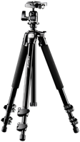 Mantona Scout Stativ Dreibeinstativ 1/4 Zoll, 3/8 Zoll Arbeitshöhe=45 - 142cm Schwarz Kugelkopf