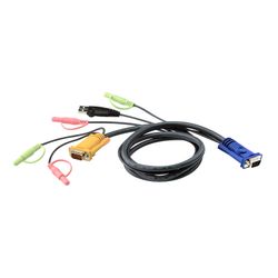 ATEN KVM Anschlusskabel [1x VGA-Stecker - 1x VGA-Stecker, USB 1.1 Stecker A] 3.00m Schwarz