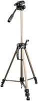 Walimex WT-3530 Dreibeinstativ 1/4 Zoll Arbeitshöhe=56 - 146cm Silber 3D-Neiger, inkl. Tasche