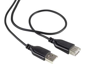 renkforce USB 2.0 Verlengkabel [1x USB 2.0 stekker A - 1x USB 2.0 bus A] 1 m Zwart SuperSoft-mantel