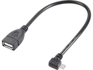renkforce USB 2.0 Aansluitkabel [1x USB 2.0 stekker micro-B - 1x USB 2.0 bus A] 0.10 m Zwart Met OTG-functie, Vergulde steekcontacten, UL gecertificeerd