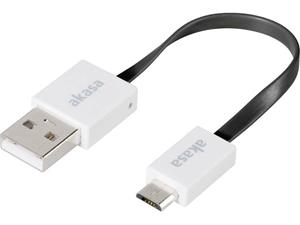 Akasa USB 2.0 Aansluitkabel [1x USB 2.0 stekker A - 1x USB 2.0 stekker micro-B] 0.15 m Zwart Zeer flexibel, Vergulde steekcontacten, UL gecertificeerd