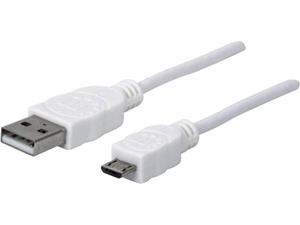 manhattan USB 2.0 Anschlusskabel [1x USB 2.0 Stecker A - 1x USB 2.0 Stecker Micro-B] 1.80m Weiß UL-