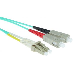ACT 0,5 meter LSZH Multimode 50/125 OM3 glasvezel patchkabel duplex met LC en SC connectoren