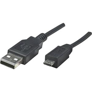 manhattan USB 2.0 Anschlusskabel [1x USB 2.0 Stecker A - 1x USB 2.0 Stecker Micro-B] 1.80m Schwarz U