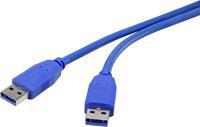 renkforce USB 3.0 Anschlusskabel [1x USB 3.0 Stecker A - 1x USB 3.0 Stecker A] 1.80m Blau vergoldete