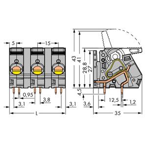 WAGO 2716-256 Veerkrachtklemblok 6.00 mm² Aantal polen 6 Grijs 12 stuk(s)