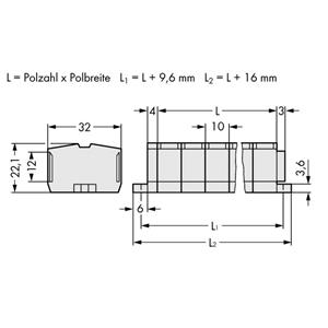 WAGO 264-236 Klemstrook 10 mm Spanveer Toewijzing: L Grijs 50 stuk(s)