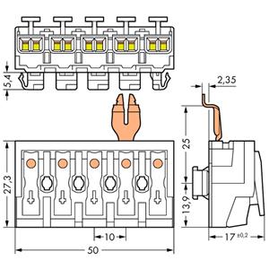 Wago Netzanschlussklemme starr: 0.5-2.5mm² Polzahl: 5 250 St. Weiß