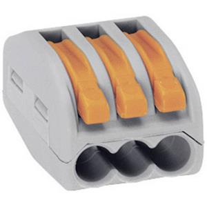 Wago 222 Lasklem Flexibel: 0.08-4 mm² Massief: 0.08-2.5 mm² Aantal polen: 3 50 stuk(s) Grijs, Oranje