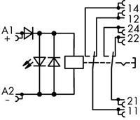 Wago Industrierelais Nennspannung: 24 V/DC Schaltstrom (max.): 8A 2 Wechsler 1St.