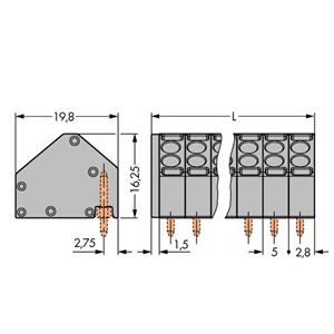 WAGO 806-110 Veerkrachtklemblok 1.50 mm² Aantal polen 10 Grijs 80 stuk(s)