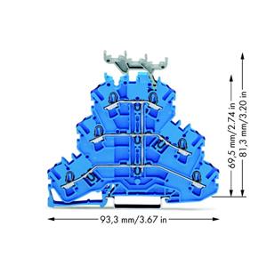 Wago Dreistock-Durchgangsklemme 5.20mm Zugfeder Belegung: N Blau 50St.
