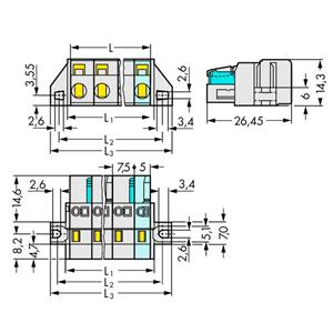 WAGO 721-203/031-000 Female connector Totaal aantal polen 3 Aantal rijen 1 50 stuk(s)