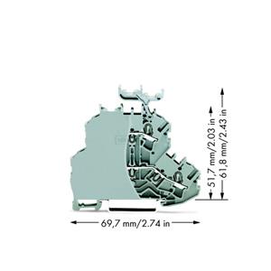 WAGO 2002-2231/099-000 Doorgangsklem 2-etages 6.20 mm Veerklem Toewijzing: L, L Grijs 50 stuk(s)