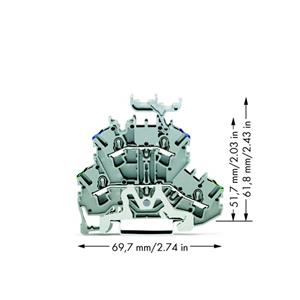 WAGO 2002-2247 Aardklem 2-etages 5.20 mm Spanveer Toewijzing: Terre, N Grijs 50 stuk(s)