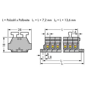 WAGO 261-424/341-000 Klemstrook 6 mm Spanveer Toewijzing: L Grijs 50 stuk(s)