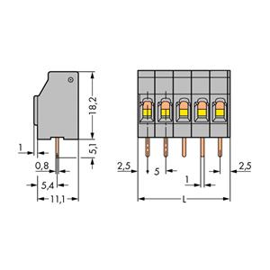 Wago Federkraftklemmblock 2.50mm² Polzahl 3 Lichtgrau 300St.