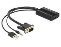 Premium VGA + 3,5mm Jack naar HDMI adapter met HDCP / zwart - 0,25 meter