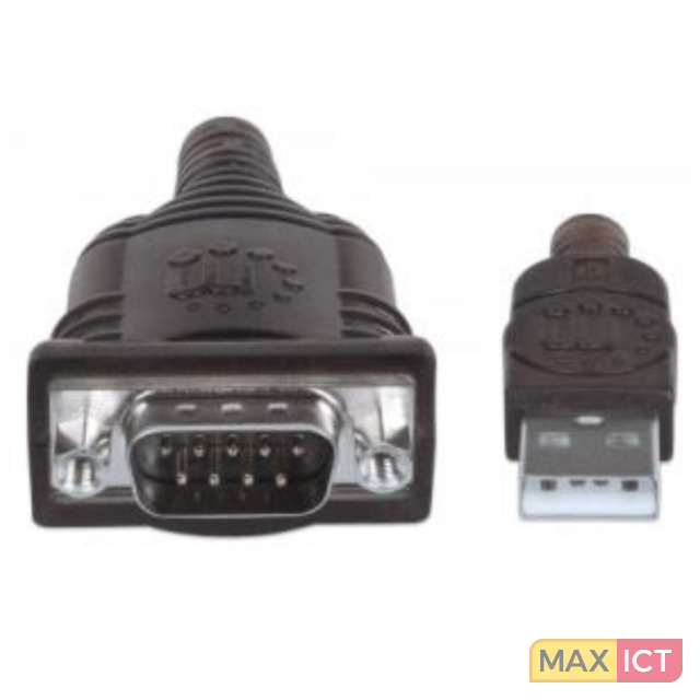 manhattan USB 1.1 Adapter [1x USB 1.1 Stecker A - 1x D-SUB-Stecker 9pol.] 1.80m Grau vergoldete Stec