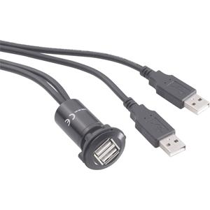 TRU Components USB-Doppeleinbaubuchse 2.0 Buchse, Einbau USB-06-BK 2 x USB-Buchse Typ A auf 2 x USB- A502551