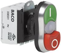 BACO L61QK21L Doppeldrucktaster Frontring Kunststoff, verchromt Grün, Rot 1St. D78327