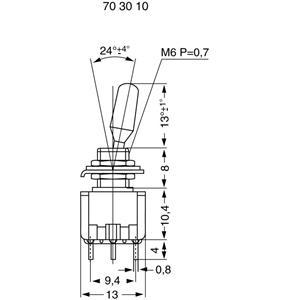 Miyama MS 500-BC-J Tuimelschakelaar 125 V/AC 6 A 2x (aan)/uit/(aan) schakelend/0/schakelend 1 stuks
