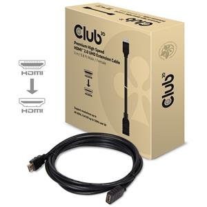 Club3D HDMI Verlängerungskabel [1x HDMI-Stecker - 1x HDMI-Buchse] 3.00m Schwarz