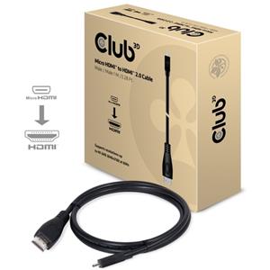 Club3D HDMI Anschlusskabel [1x HDMI-Stecker D Micro - 1x HDMI-Stecker] 1.00m Schwarz