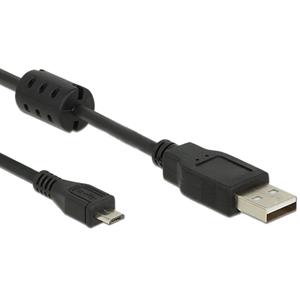 Delock USB-Kabel USB 2.0 USB-A Stecker, USB-Micro-B Stecker 5.00m Schwarz mit Ferritkern 84910