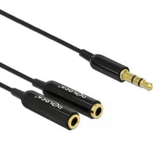 Delock - Audio-Splitter - mini-phone stereo 3.5 mm männlich zu mini-phone stereo 3.5 mm weiblich - 25 cm - Schwarz