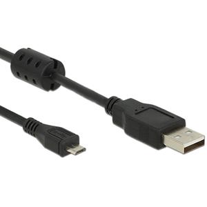 Delock USB-Kabel USB 2.0 USB-A Stecker, USB-Micro-B Stecker 3.00m Schwarz mit Ferritkern 84909