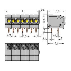 WAGO 805-307 Veerkrachtklemblok 1.50 mm² Aantal polen 7 Grijs 180 stuk(s)