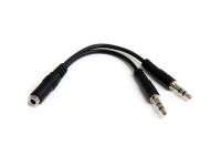 StarTech.com 3,5mm Audio Klinke Y Kabel - Headset Splitter - Adapter - 1 x 3,5mm 4 Position Buchse 2 x 3,5mm 3 Position Stecker - Schwarz - Headset-Splitter
