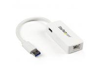 StarTech.com USB 3.0 SuperSpeed auf Gigabit Ethernet Lan Adapter mit USB Port - 10/100/1000 RJ45 NIC Netzwerkadapter - St/Bu - Weiß - Netzwerkadapter - USB 3.0 - Gigabit Ethernet