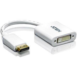 ATEN DisplayPort / DVI Adapter [1x DisplayPort Stecker - 1x DVI-Buchse 24+5pol.] Weiß 10.00cm